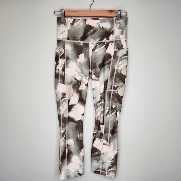 Athleta Ultimate Stash Pocket II Capri Small Painted Energy Olive Green Leggings - Picture 2 of 8